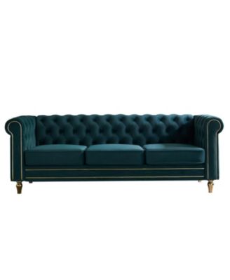 Chesterfield Velvet Sofa 84.65 inch for Living Room 