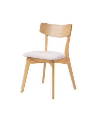  Mid-Century Walnut Upholstered Dining Chairs, Set of 4, Light Beige+Natural