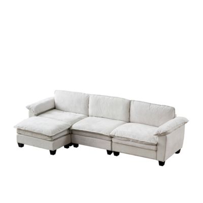 Living Room Furniture Sofa Luxury Couch with Ottoman Soft Chenille Upholstered L Shape Sofa