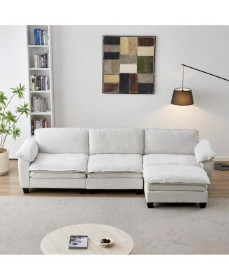 Living Room Furniture Sofa Luxury Couch with Ottoman Soft Chenille Upholstered L Shape Sofa