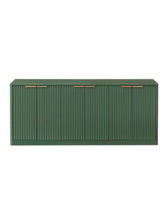 Streamdale 67-inch Modern Wavy Sideboard, 6-Door Storage Cabinet in Green