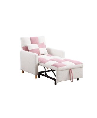 Convertible Sleeper Sofa Chair Bed with Pillow, Soft Teddy Fabric