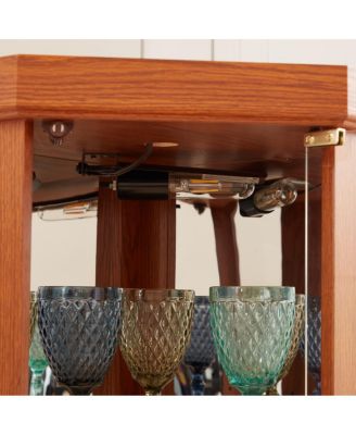 Lighted Corner Curio Cabinet - Glass Display Case for Living Room & Bar Storage