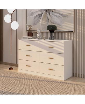 Modern 6-Drawer Dresser - Wide Chest of Drawers for Bedroom