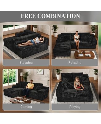 Modular Rabbit Hair Cloud Sofa - L-Shaped, Recliner, Minimalist Sleeper