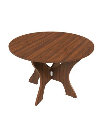 Streamdale 43" Folding Dining Table for Small Spaces, Walnut Veneer, Space Saving Foldable Kitchen Table