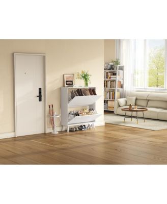 Streamdale  Furniture Space-Saving Tipping Bucket Storage Cabinet with Carved Details