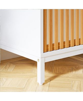 Living Room Side Cabinet with Bamboo Slats Door