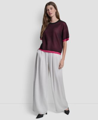 Women's Short-Sleeve Boxy 2-Layer Mesh Sweater