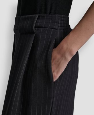 Women's Straight-Leg Pleated Pinstripe Pants