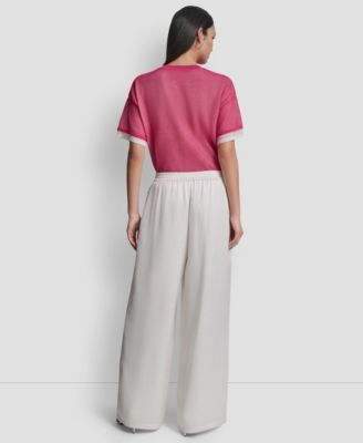 Women's Pleated Wide-Leg Pull-On Pants