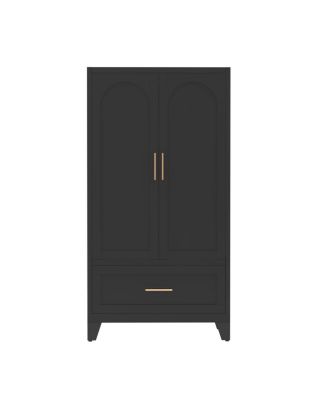 60" Tall Metal Wardrobe Cabinet with Drawer, Rod, Shelf, 2 Doors