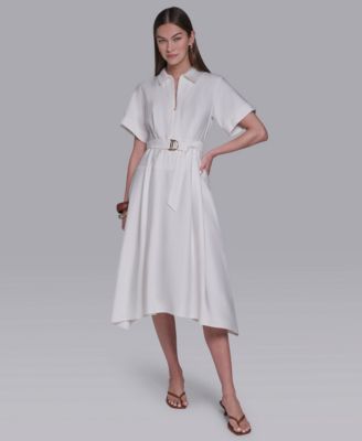 Women's Zip-Up Midi Shirt Dress