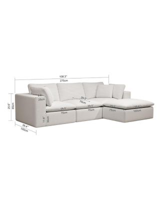 Modular Sectional Sofa Seat, Upholstered Couch, No Assembly, 4PC Combo