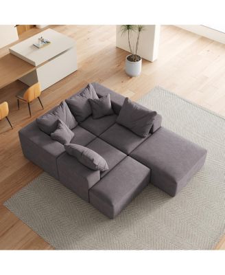 Streamdale Modern Upholstered Sectional Boneless Couch Set, Modular 132" L Shaped Sofa Set