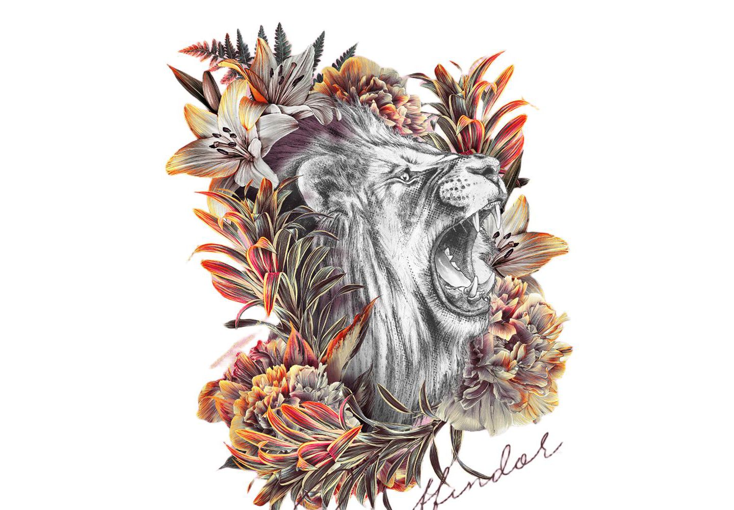 Мужская футболка Harry Potter Gryffindor Floral Lion Mascot, цвет: Розовый — фото 2