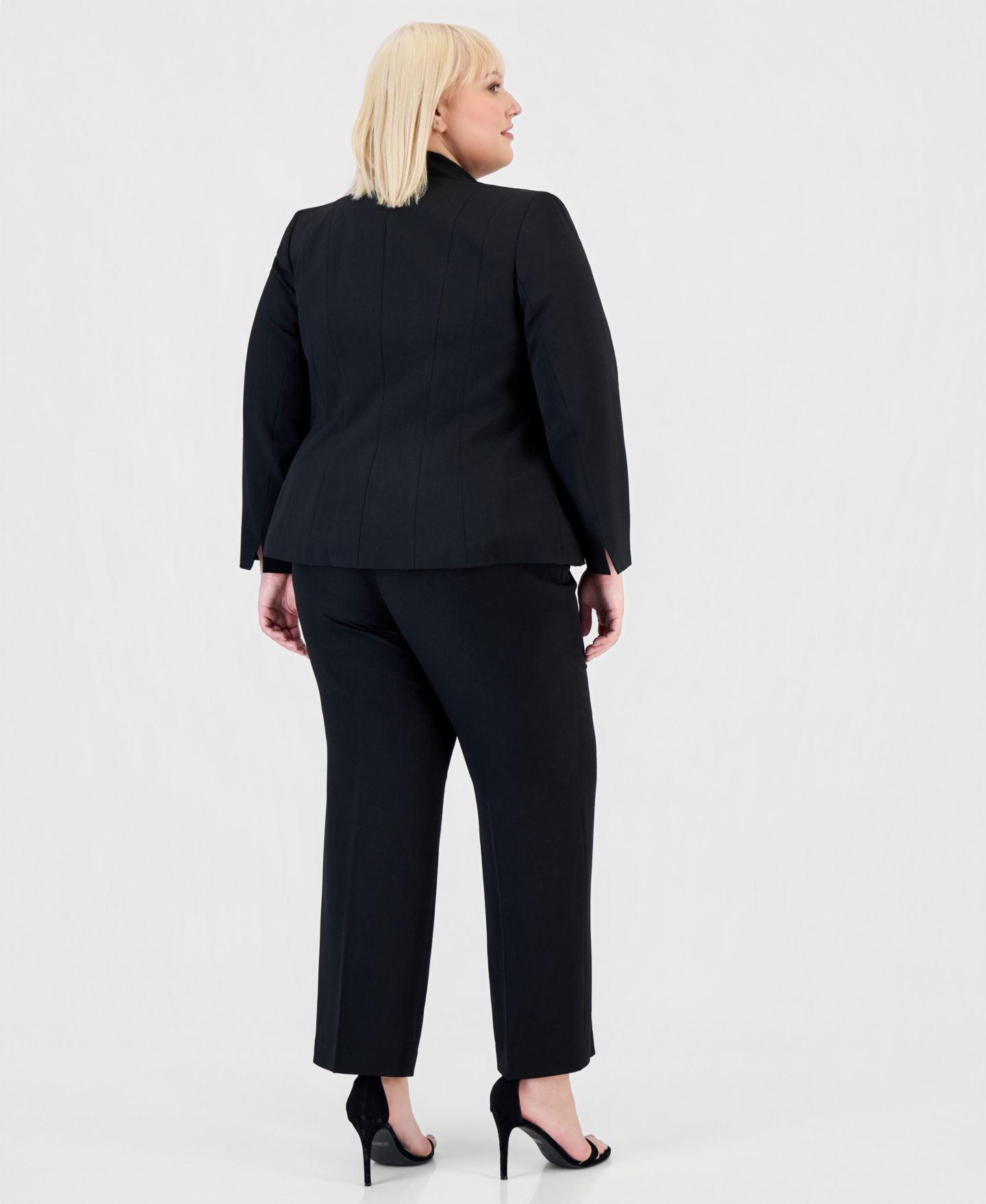 Женские комплекты Kasper Plus Size Single-Button Blazer & Pants, цвет: Чёрный — фото 3