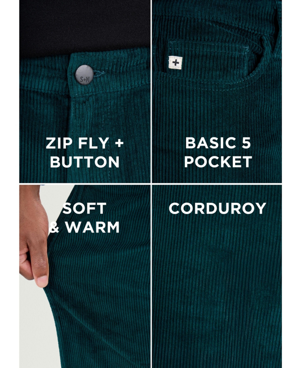 Spring + Mercer Men's Athletic Fit Corduroy Pants