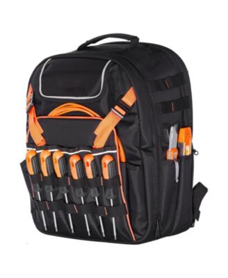Tool Backpack, 45 Pockets, Heavy-Duty Tool Organizer with Laptop Compartment & Reinforced Fabric Base, Electrician Jobsite Bag