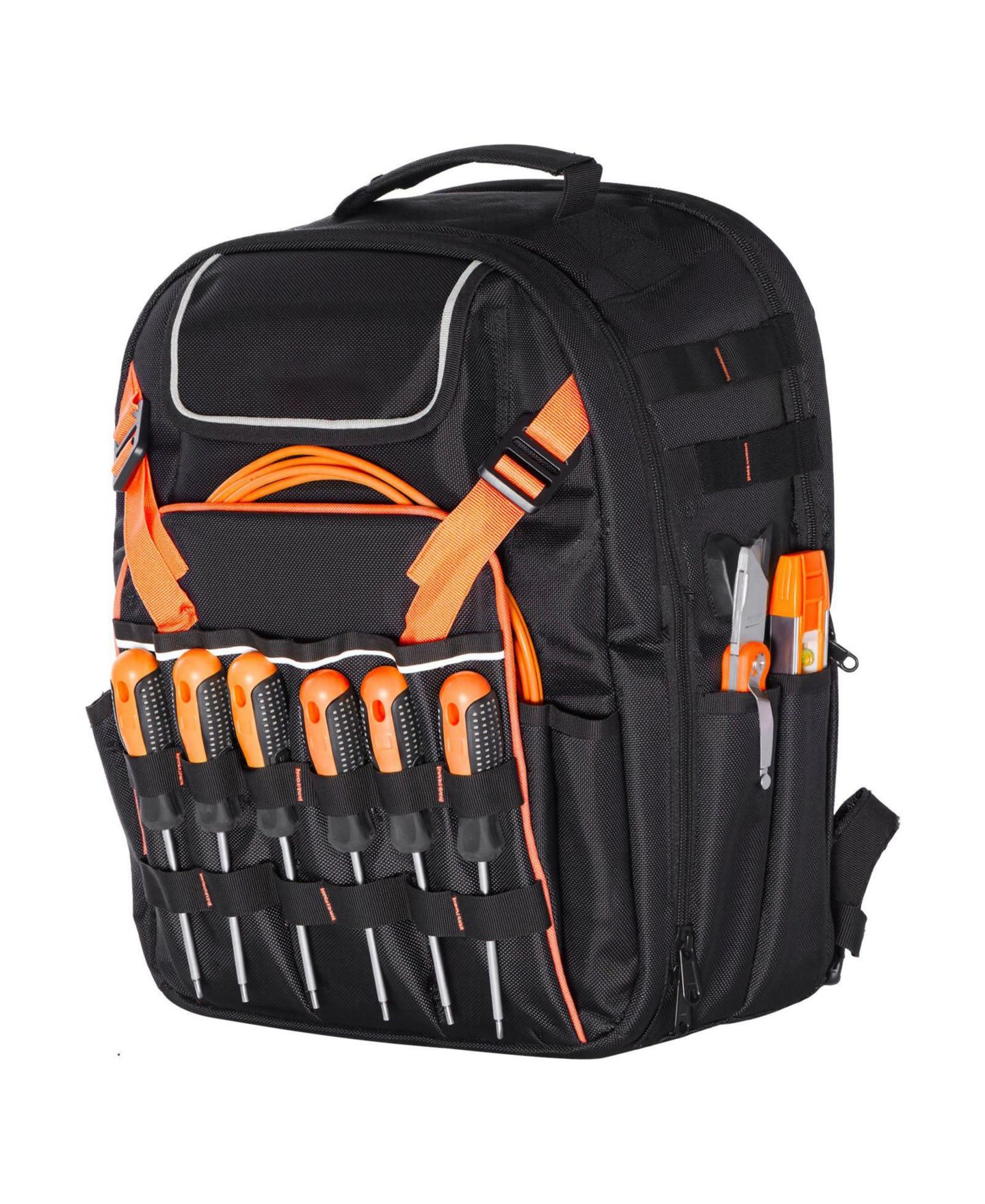 Рюкзак Mecale Tool, 45 Pockets, Heavy-Duty Tool Organizer with Laptop Compartment & Reinforced Fabric Base, Electrician Jobsite Bag, цвет: Чёрный — фото 10