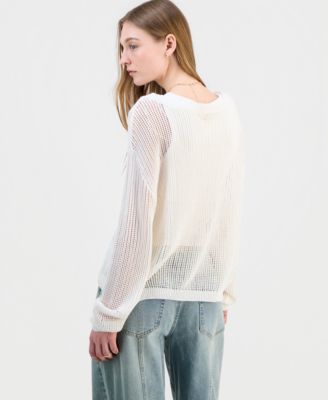 Juniors' Icon Open-Knit Sweater