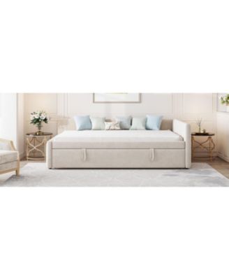 Upholstered L-Shaped Daybed with Twin Trundle