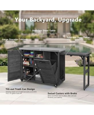 78.3" Outdoor Kitchen Island with Foldable Grill Table.