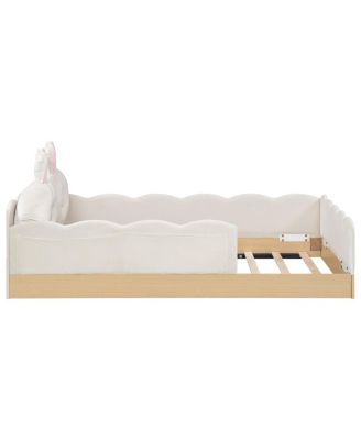 Twin Size Upholstered Platform Bed with Pillows and Storage Bags