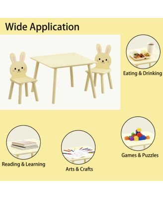 Kids Table and Chair Set with 2 Bunny Chairs