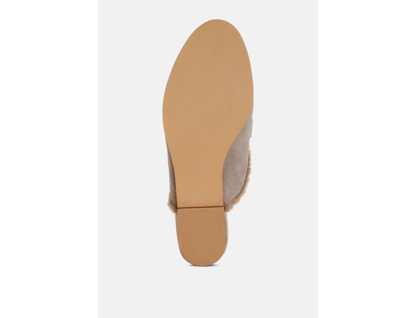 Женские сабо Rag & Co Bosnia Suede and Faux Fur Slip On Mules, цвет: Бежевый замшевый кожаный — фото 6