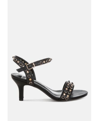 Womens Nidara Studded Real Leather Kitten Sandals