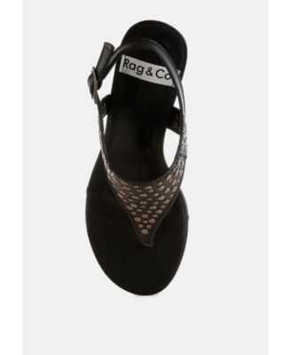 Womens Sappho Studded Thong Toe Wedges