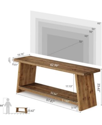 Solid Wood TV Stand, 63-Inch Farmhouse Media Console for 55-65 inch TV,Entertainment Center, Brown