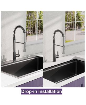 Gunmetal Kitchen Sink Topmount Workstation Stainless Steel Single Bowl