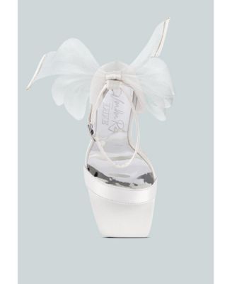 Womens Kiri Satin Clear High Heeled Bow Sandals