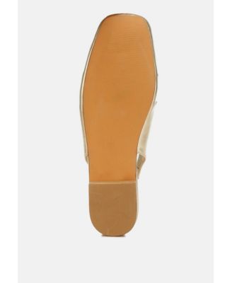 Womens Berni Metallic Square Toe Flat Slingbacks