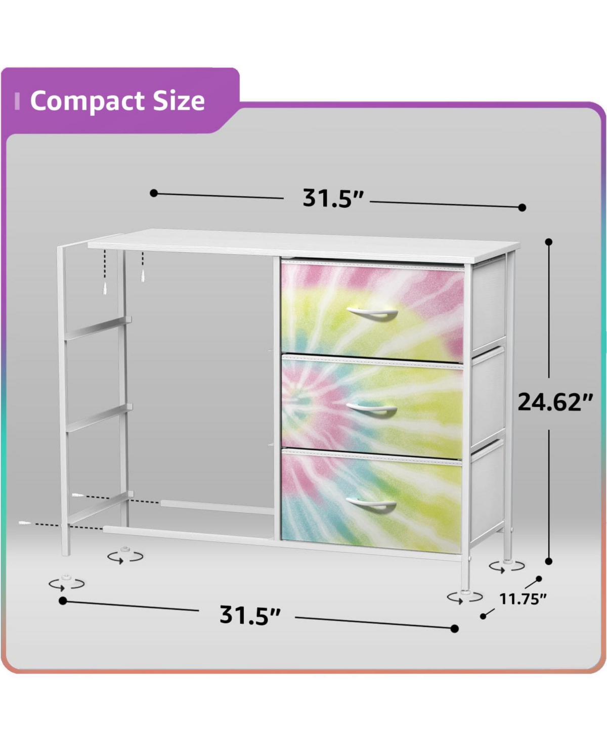 Sorbus 6 Drawers Dresser- Storage Unit with Steel Frame, Wood Top, Fabric Bins - for Bedroom, Closet, Office and more