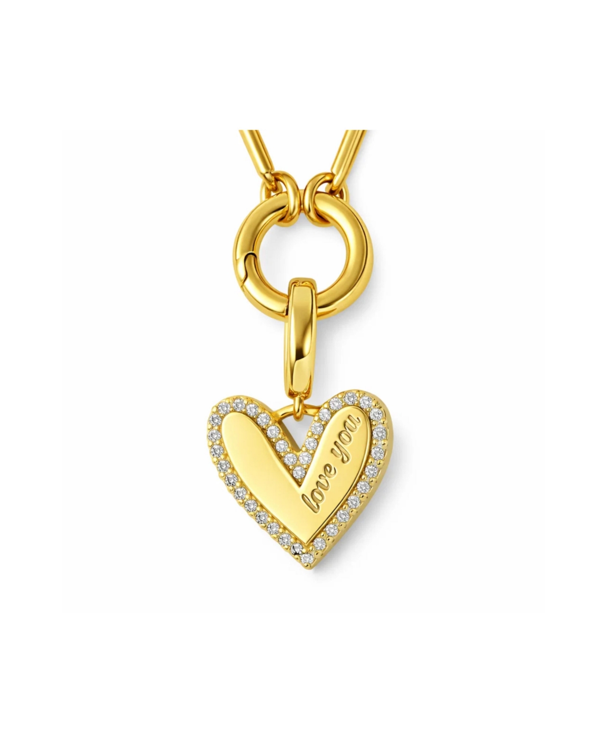 Hollywood Sensation Elena "Love You" Pave Heart Necklace