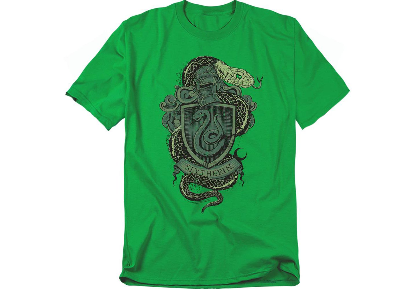 Мужская футболка Harry Potter Vintage Slytherin Shield Crest, цвет: Зелёный — фото 1