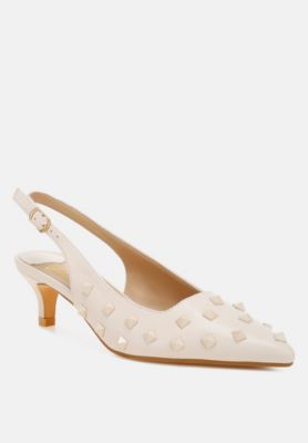 Womens Hegron Stud Embellished Kitten Heels