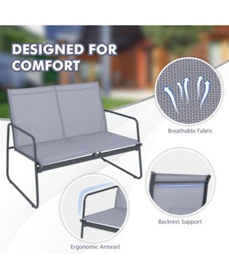 4-Piece Metal Patio Furniture Chat Set Outdoor Conversation Table Garden