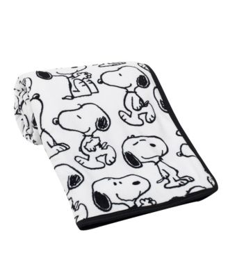 Baby Classic Snoopy Minky and Faux Shearling Blanket - White/Black