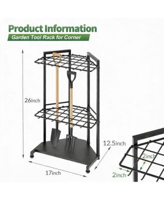 Heavy-Duty Metal Garden Tool Organizer with 34 Compartments & 14 Hooks for Shed or Garage