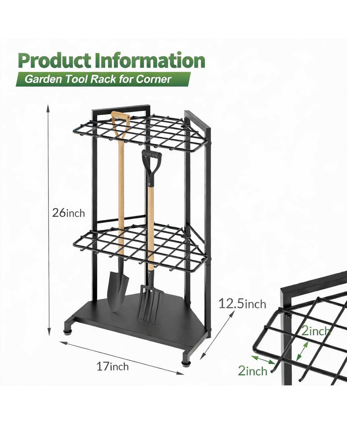 Heavy-Duty Metal Garden Tool Organizer with 34 Compartments & 14 Hooks for Shed or Garage