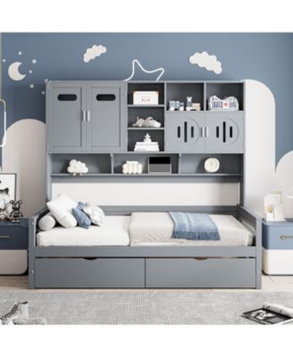 Twin Daybed with Drawers, Cabinet, & Shelf