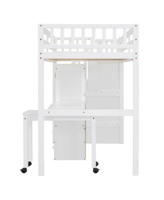  Kids & Teens Loft Bed with Stairs, Storage, and Desk - Twin