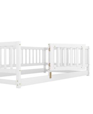 Twin Montessori Floor Bed with Fence and Door