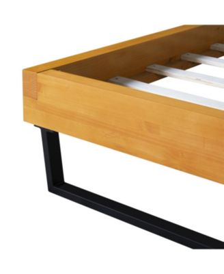 Pine Wood & Iron Bed Frame - Modern Industrial