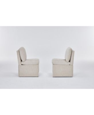 Linen Upholstered Armless Dining Chair with Storage