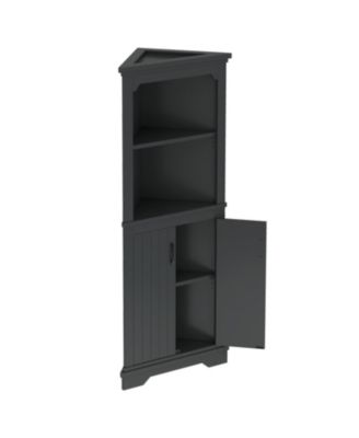 Tall Black Corner Cabinet with Doors